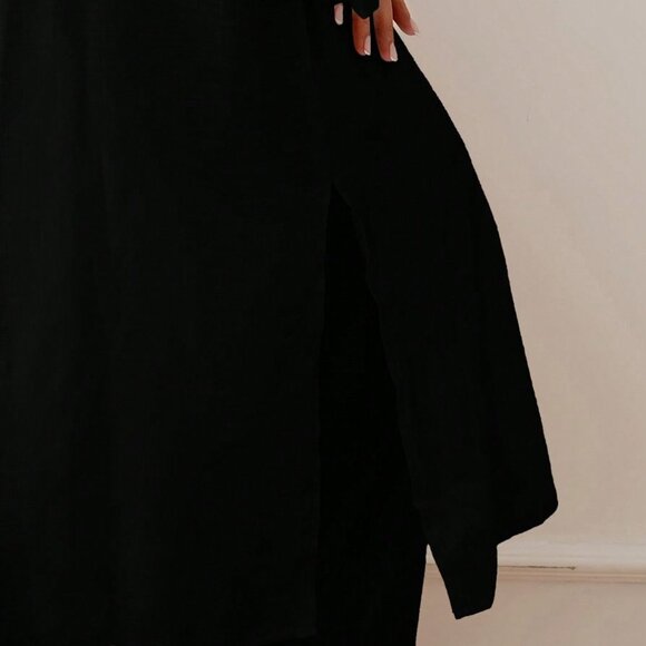 Black Women's Long Sleeve Loose Casual Kimono - Picture 4 of 6